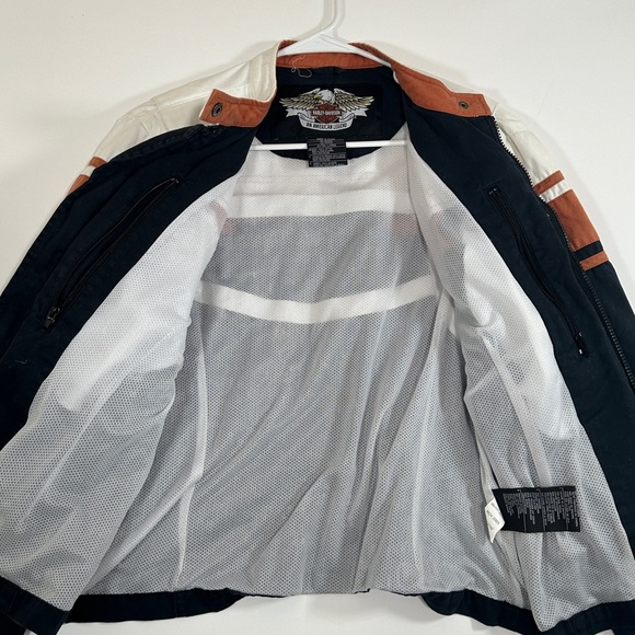 Harley Davidson Women's Size XL Motorcycle Riding Jacket Black Orange White Y2K - Picture 9 of 16